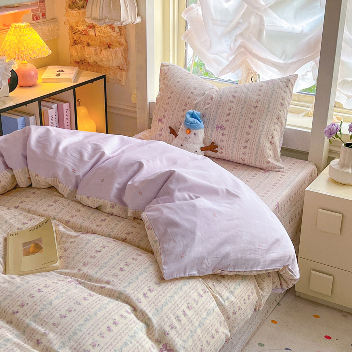 91家纺网 家纺一手货源 找家纺 简约家纺 2026新款全棉印花学生宿舍三件套系列 雅柔