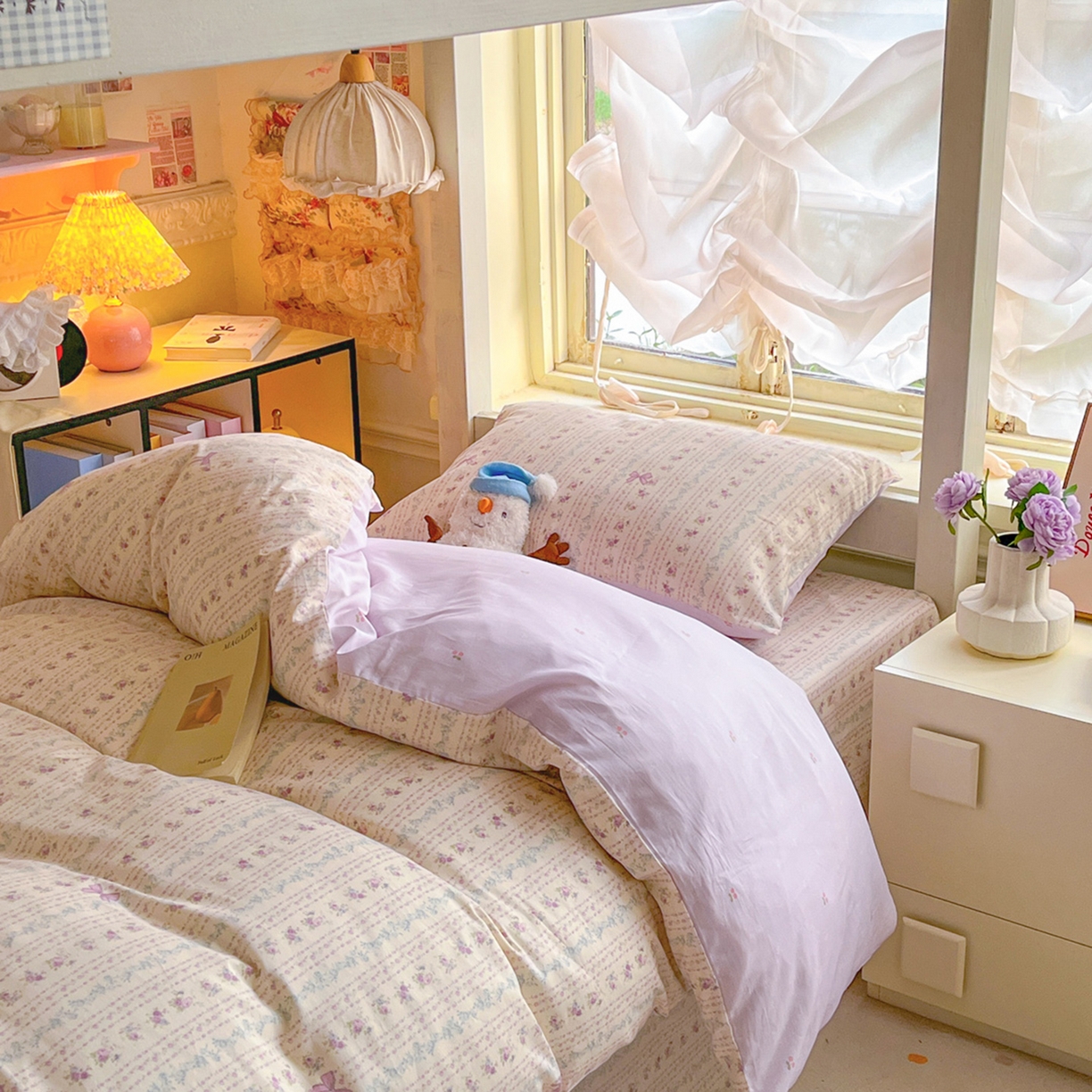 91家纺网 家纺一手货源 找家纺 简约家纺 2026新款全棉印花学生宿舍三件套系列 雅柔