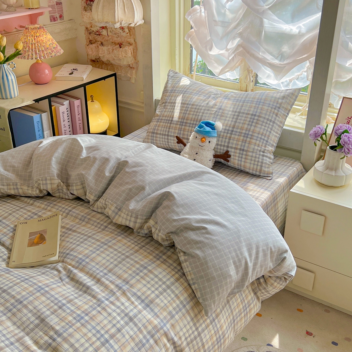 91家纺网 家纺一手货源 找家纺 简约家纺 2026新款全棉印花学生宿舍三件套系列 颜诺