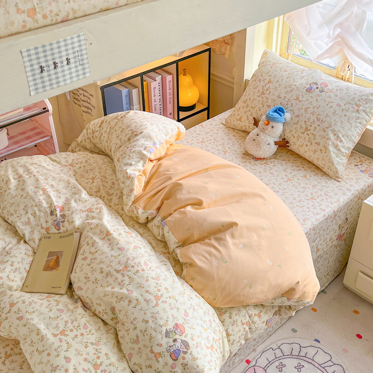 91家纺网 家纺一手货源 找家纺 简约家纺 2026新款全棉印花学生宿舍三件套系列 史努比花海