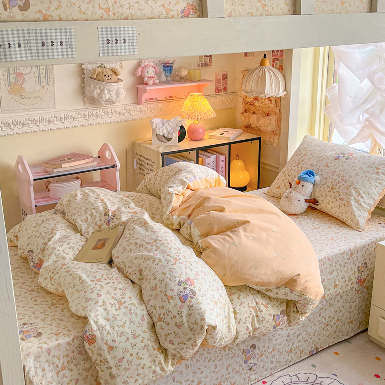 91家纺网 家纺一手货源 找家纺 简约家纺 2026新款全棉印花学生宿舍三件套系列 史努比花海