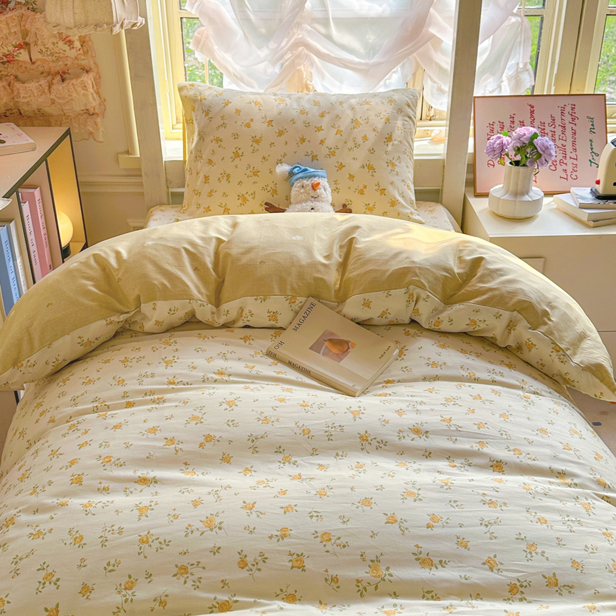 简约家纺 2026新款全棉印花学生宿舍三件套系列 故事小黄花