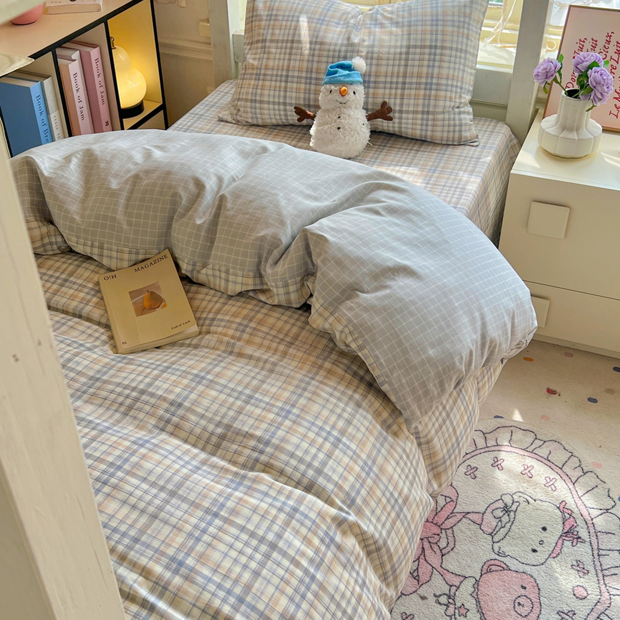 91家纺网 家纺一手货源 找家纺 简约家纺 2026新款全棉印花学生宿舍三件套系列 颜诺