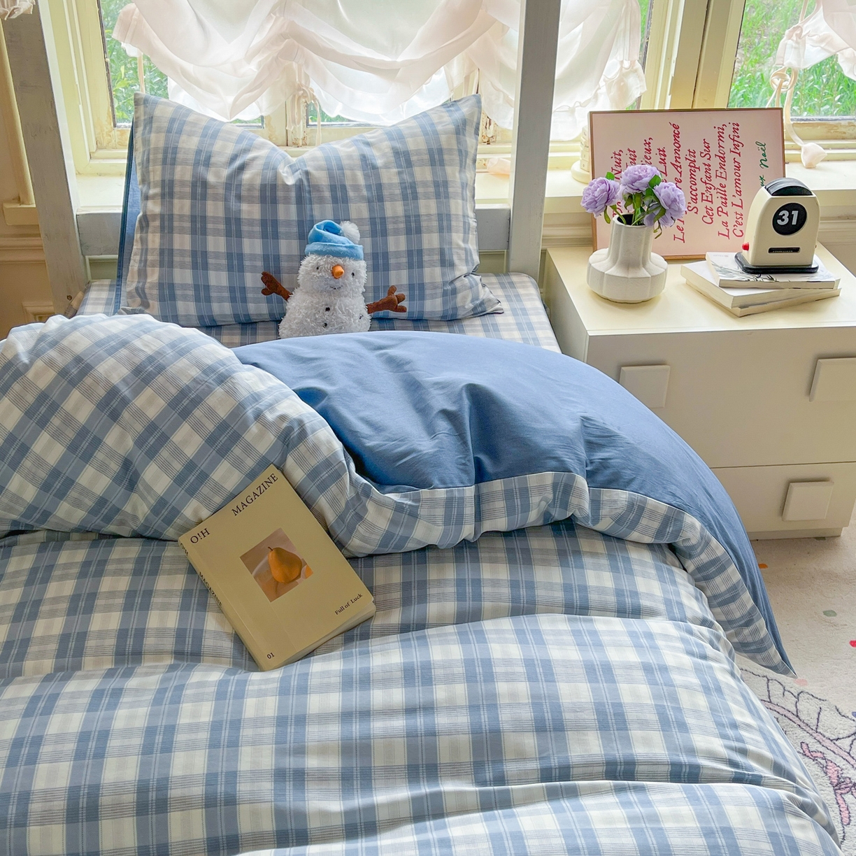 91家纺网 家纺一手货源 找家纺 简约家纺 2026新款全棉印花学生宿舍三件套系列 格雅