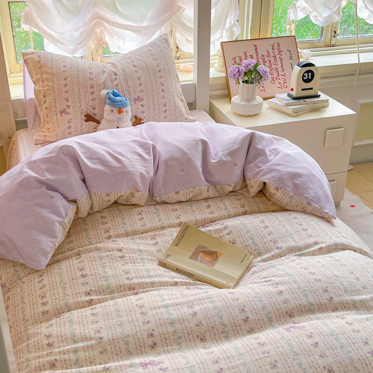 91家纺网 家纺一手货源 找家纺 简约家纺 2026新款全棉印花学生宿舍三件套系列 雅柔