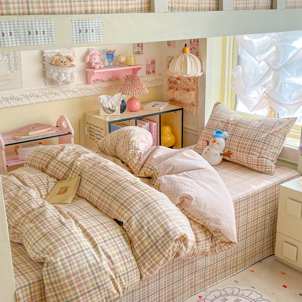 91家纺网 家纺一手货源 找家纺 简约家纺 2026新款全棉印花学生宿舍三件套系列 歌尔-粉