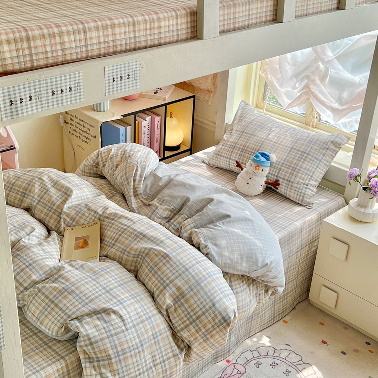 91家纺网 家纺一手货源 找家纺 简约家纺 2026新款全棉印花学生宿舍三件套系列 颜诺