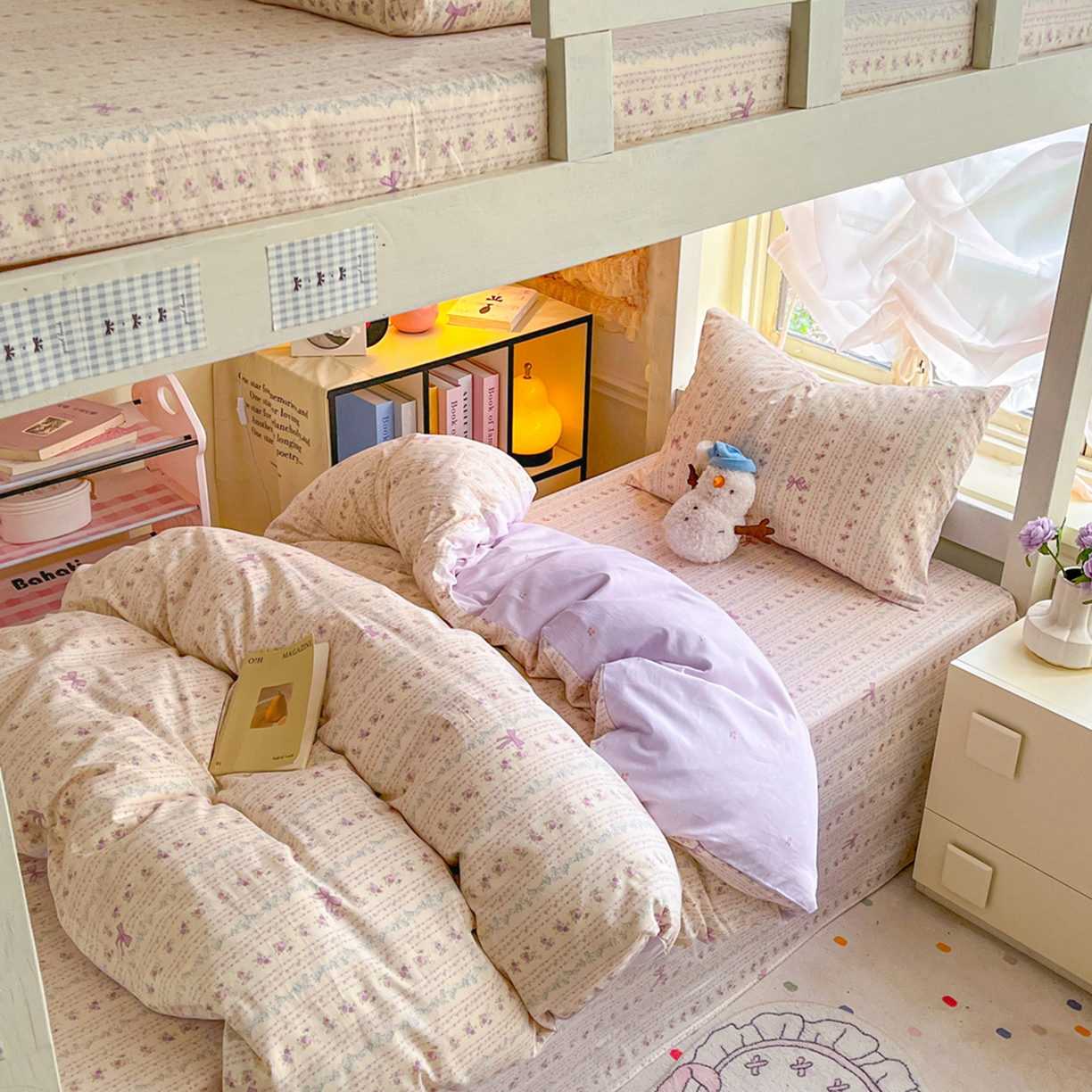 91家纺网 家纺一手货源 找家纺 简约家纺 2026新款全棉印花学生宿舍三件套系列 雅柔