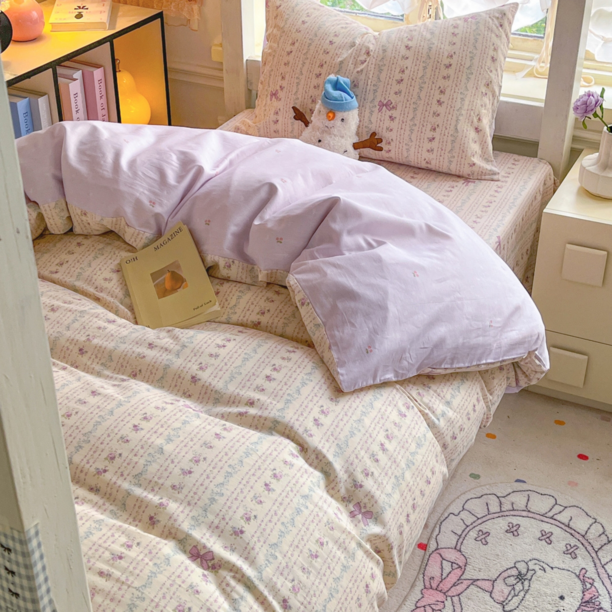 91家纺网 家纺一手货源 找家纺 简约家纺 2026新款全棉印花学生宿舍三件套系列 雅柔