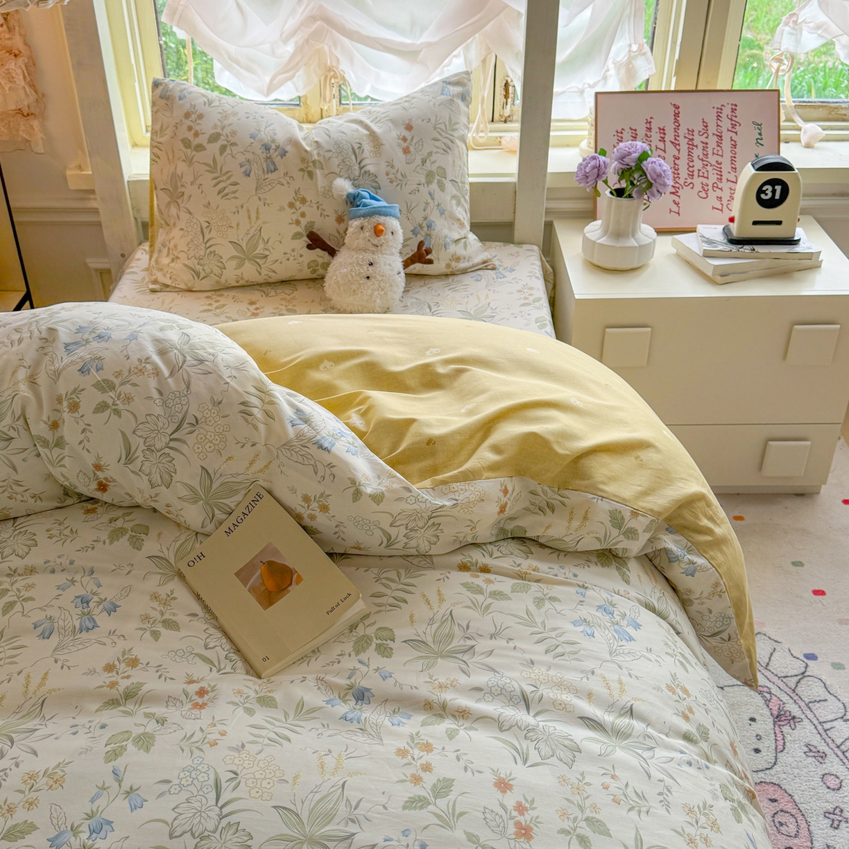 91家纺网 家纺一手货源 找家纺 简约家纺 2026新款全棉印花学生宿舍三件套系列 晚风私语