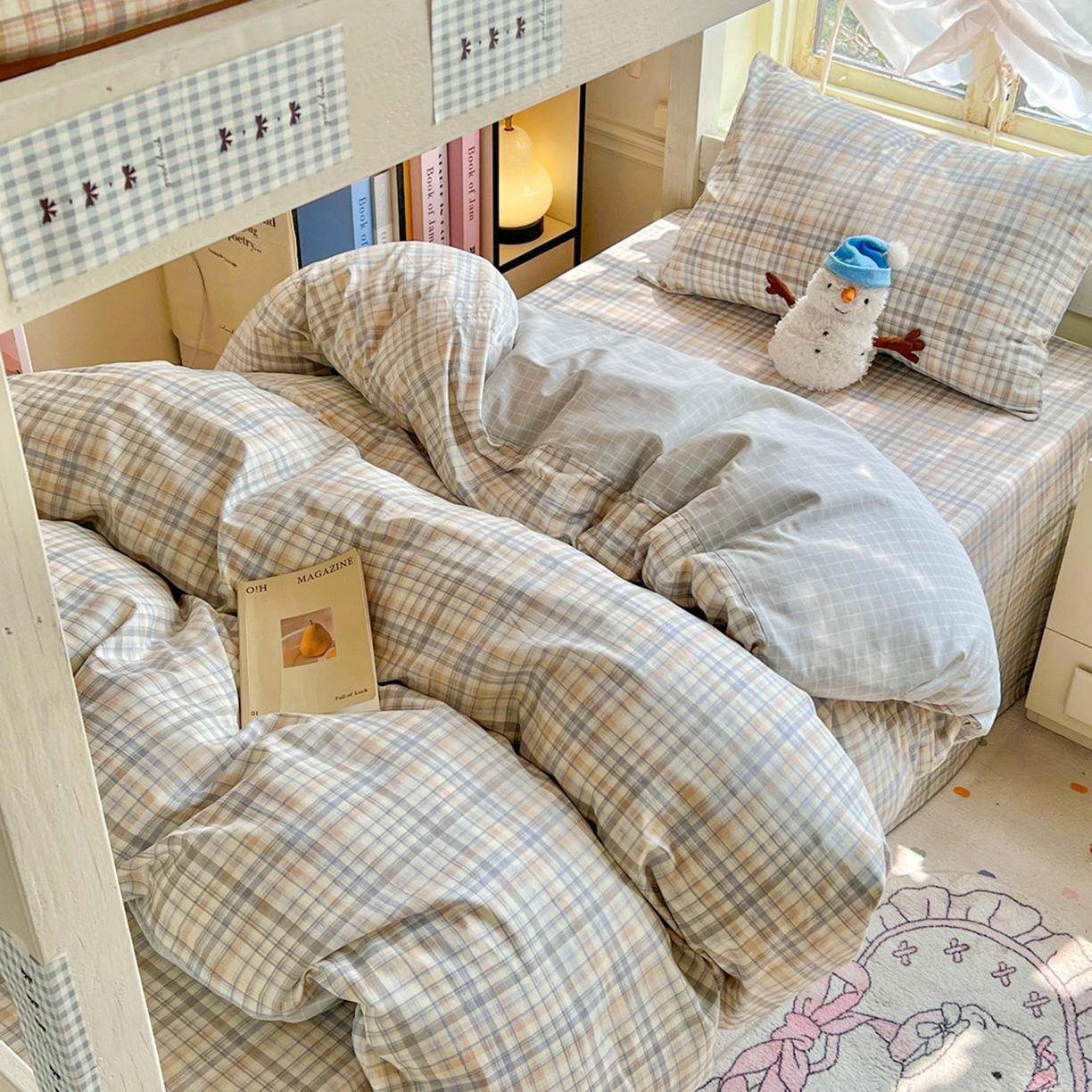 91家纺网 家纺一手货源 找家纺 简约家纺 2026新款全棉印花学生宿舍三件套系列 颜诺