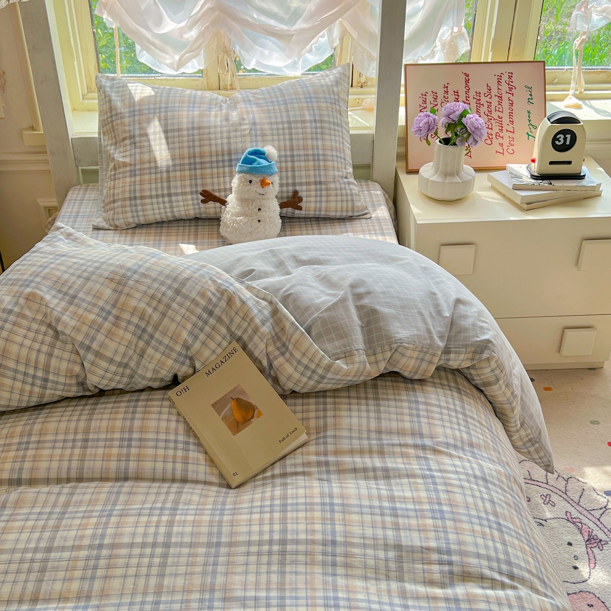 91家纺网 家纺一手货源 找家纺 简约家纺 2026新款全棉印花学生宿舍三件套系列 颜诺