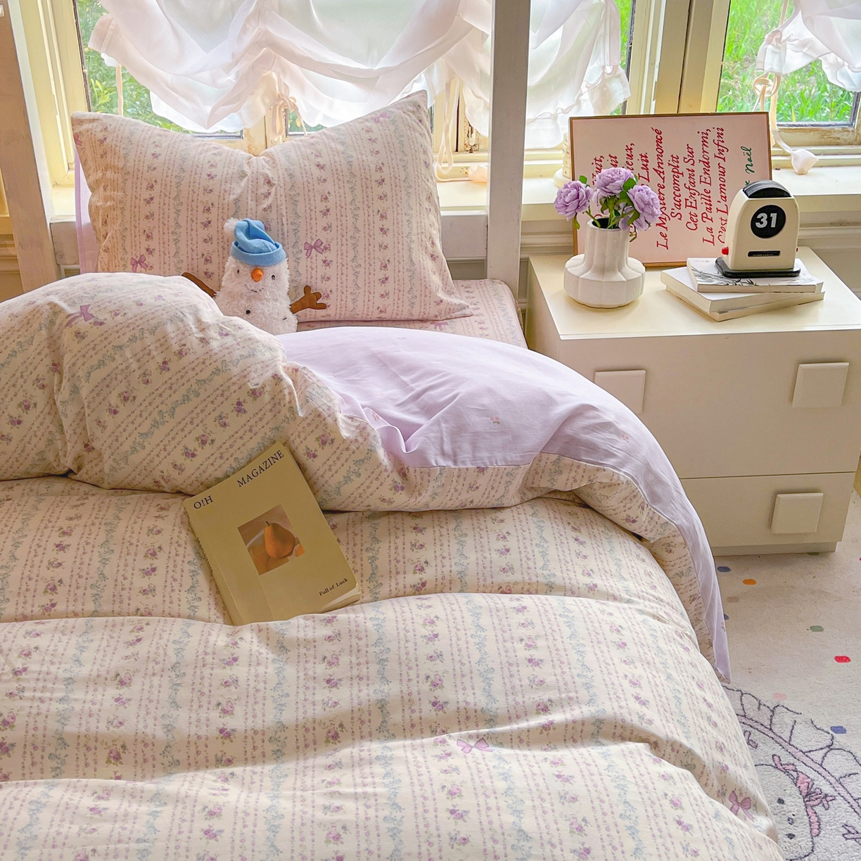 91家纺网 家纺一手货源 找家纺 简约家纺 2026新款全棉印花学生宿舍三件套系列 雅柔