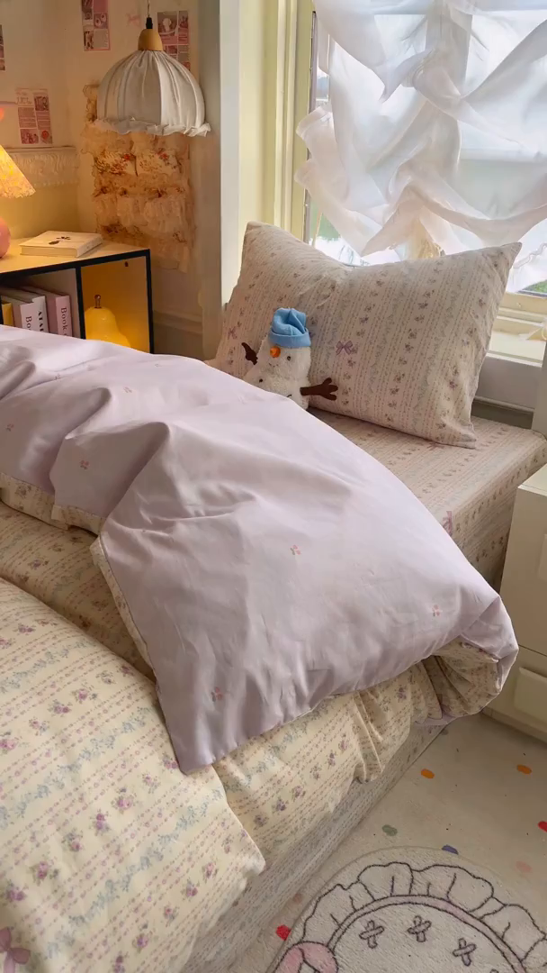 91家纺网 家纺一手货源 找家纺 简约家纺 2026新款全棉印花学生宿舍三件套系列 雅柔