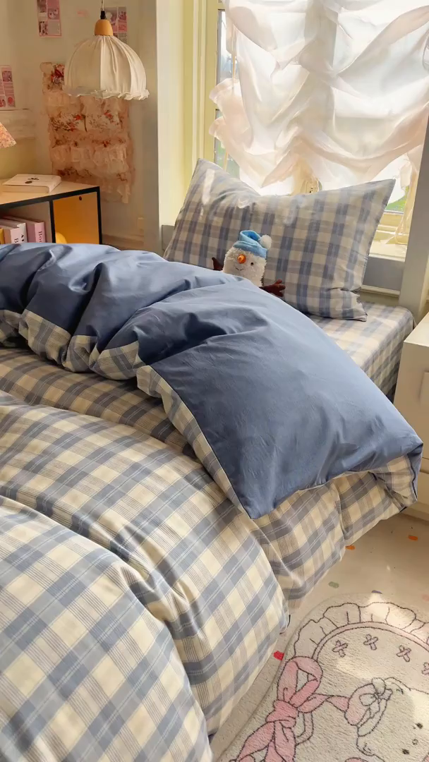 91家纺网 家纺一手货源 找家纺 简约家纺 2026新款全棉印花学生宿舍三件套系列 格雅