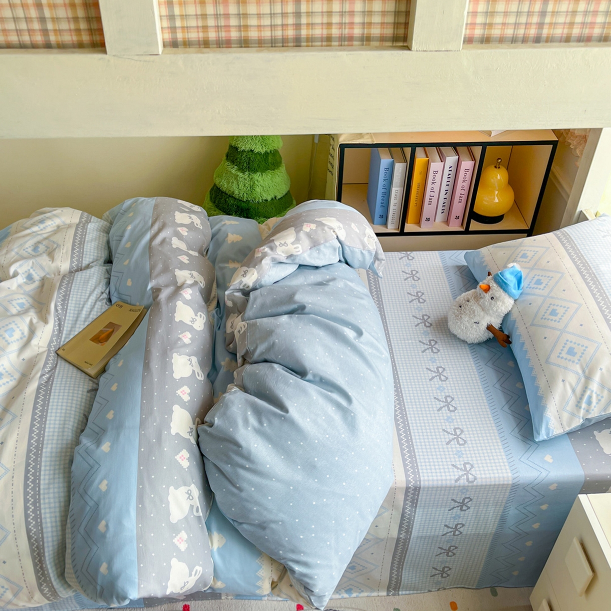 91家纺网 家纺一手货源 找家纺 简约家纺 2026新款全棉印花学生宿舍三件套系列 维西兔