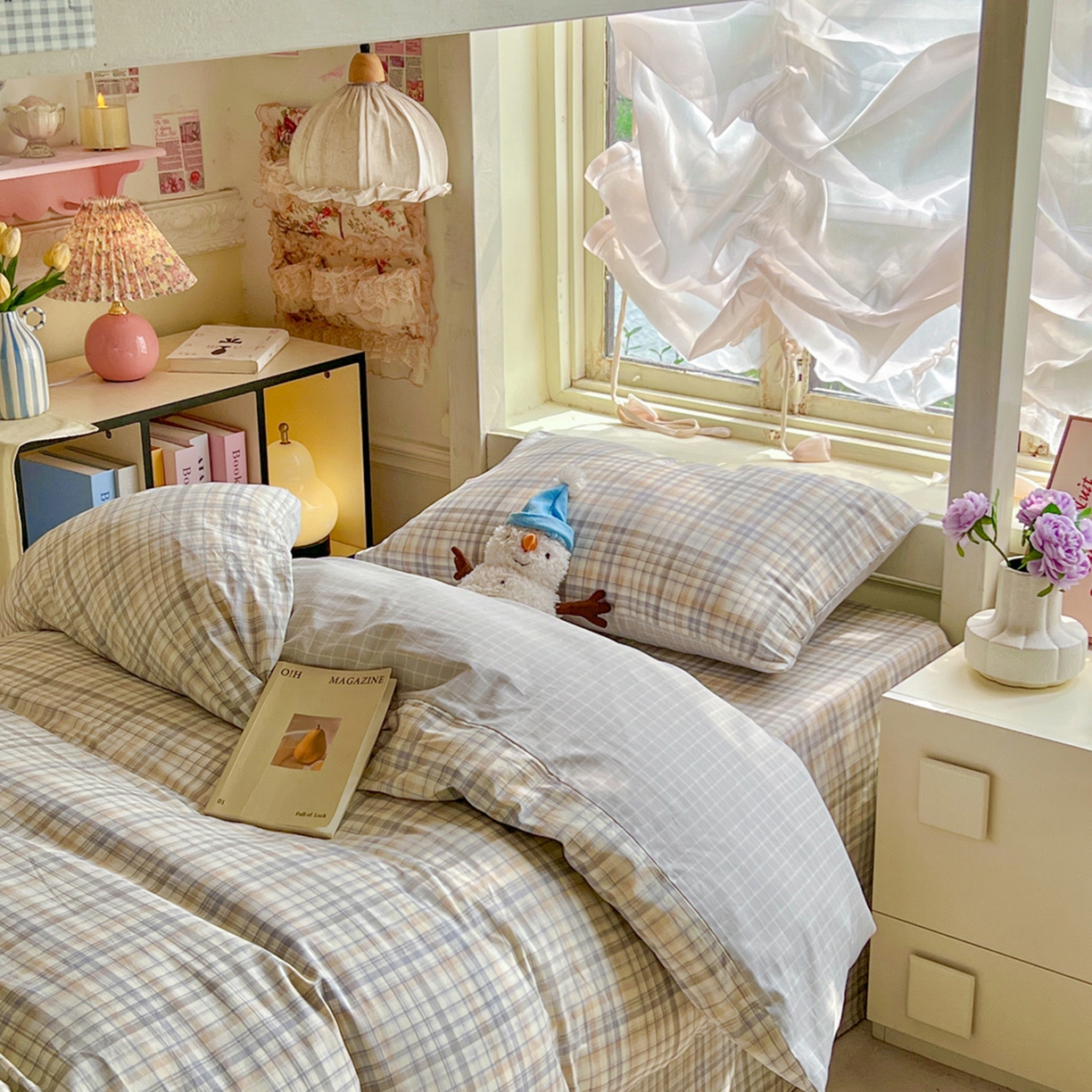 91家纺网 家纺一手货源 找家纺 简约家纺 2026新款全棉印花学生宿舍三件套系列 颜诺