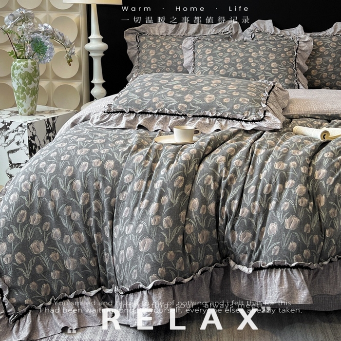 91家纺网 家纺一手货源 找家纺 （总）赛琳 2026新款复古风亚麻原麻花边四件套（有买家秀）