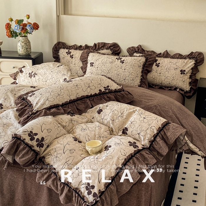 91家纺网 家纺一手货源 找家纺 （总）赛琳 2026新款复古风亚麻原麻花边四件套（有买家秀）