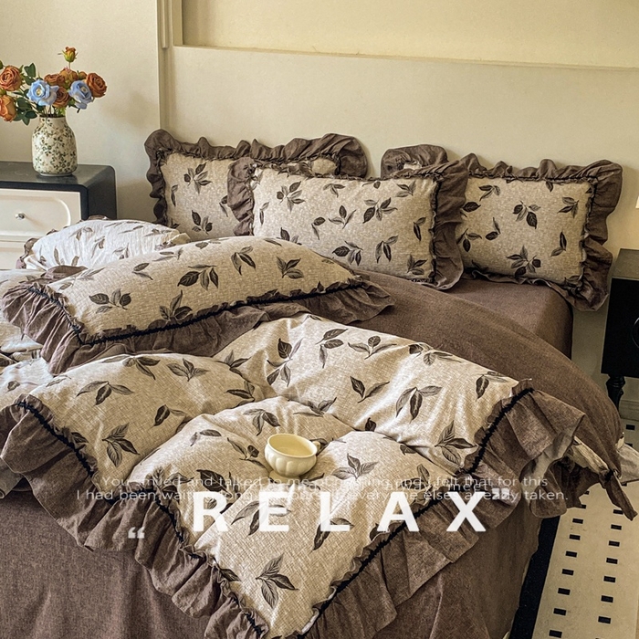 91家纺网 家纺一手货源 找家纺 （总）赛琳 2026新款复古风亚麻原麻花边四件套（有买家秀）