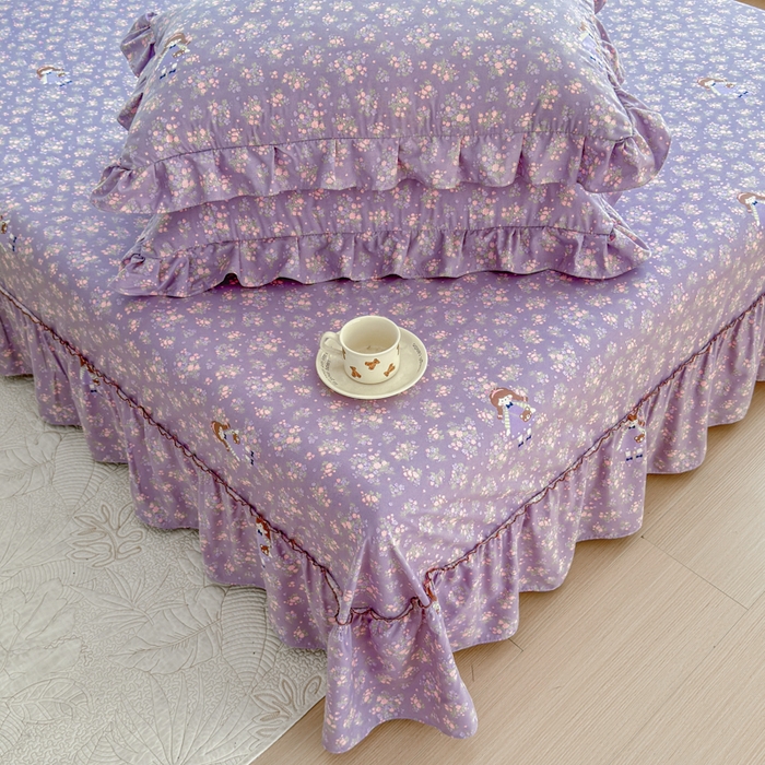 91家纺网 家纺一手货源 找家纺 爱多多家居 2026春夏花边款水洗古棉枕套 伊甸花梦