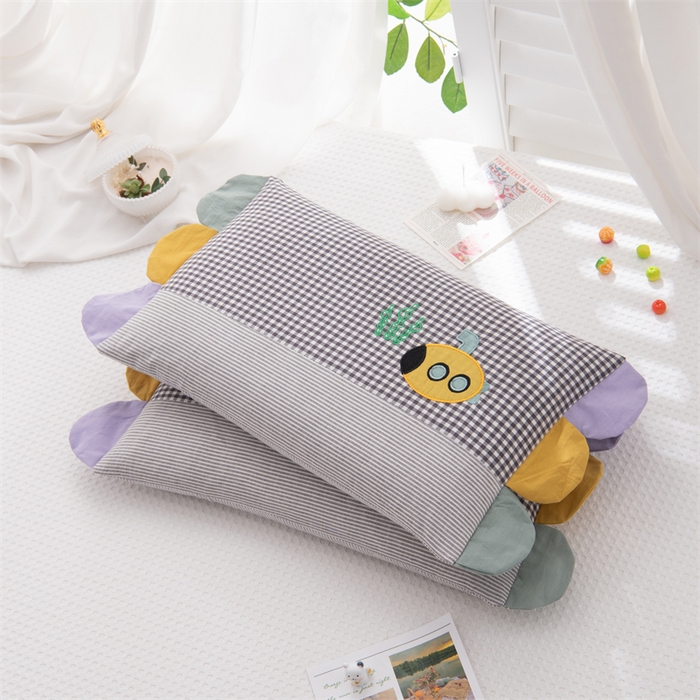 91家纺网 家纺一手货源 找家纺 （总）仁宇枕业 2026新款全棉纯棉水洗棉彩虹边贴布绣全荞麦系列幼儿园学生儿童枕头