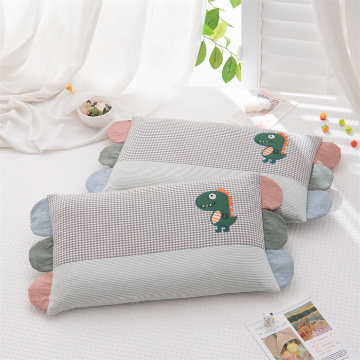 91家纺网 家纺一手货源 找家纺 （总）仁宇枕业 2026新款全棉纯棉水洗棉彩虹边贴布绣全荞麦系列幼儿园学生儿童枕头