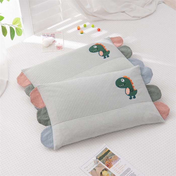 91家纺网 家纺一手货源 找家纺 （总）仁宇枕业 2026新款全棉纯棉水洗棉彩虹边贴布绣全荞麦系列幼儿园学生儿童枕头