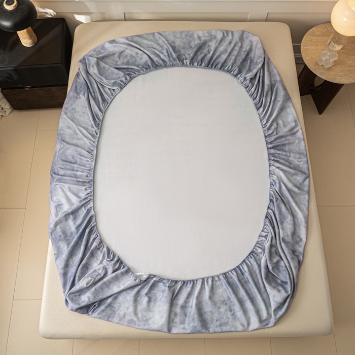 91家纺网 家纺一手货源 找家纺 爱彼家纺 2026新款A类纯棉提花老粗布床笠单件床笠三件套提花床笠-系列一 全棉提花-烟蓝石影