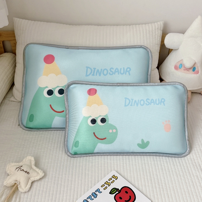 萌宝家纺  2026新款夏季凉感儿童冰丝枕套双面冰藤枕(新增花型） 帽子恐龙