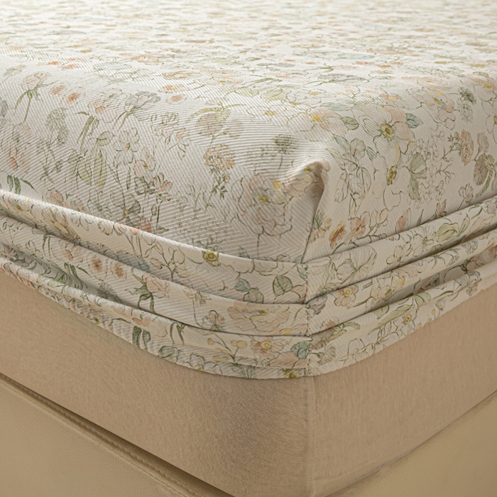 91家纺网 家纺一手货源 找家纺 爱彼家纺 2026新款A类纯棉提花老粗布床笠单件床笠三件套提花床笠-系列一 全棉提花-05奶白小碎花