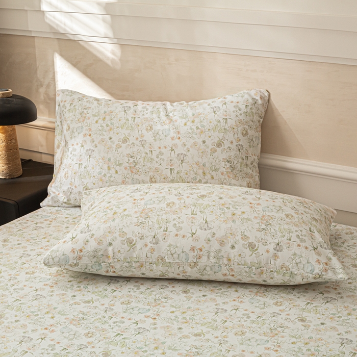 91家纺网 家纺一手货源 找家纺 爱彼家纺 2026新款A类纯棉提花老粗布床笠单件床笠三件套提花床笠-系列一 全棉提花-05奶白小碎花