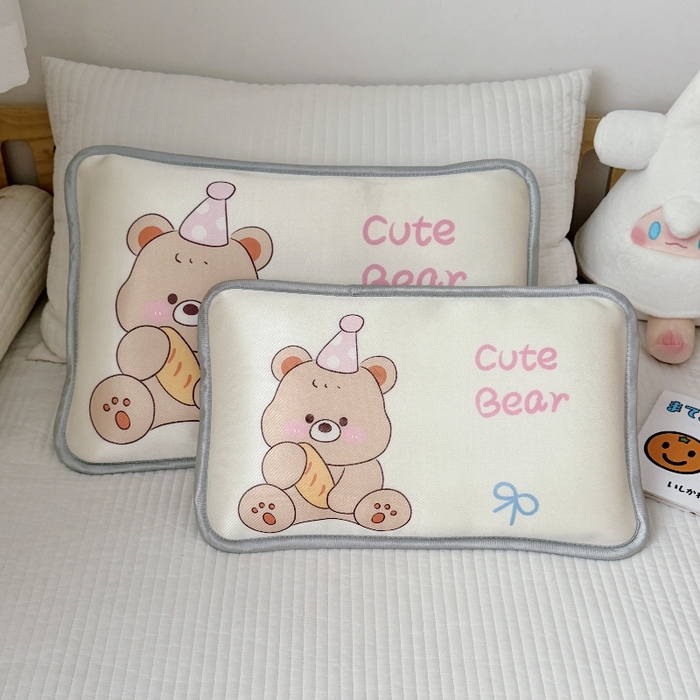 萌宝家纺  2026新款夏季凉感儿童冰丝枕套双面冰藤枕(新增花型） 面包熊