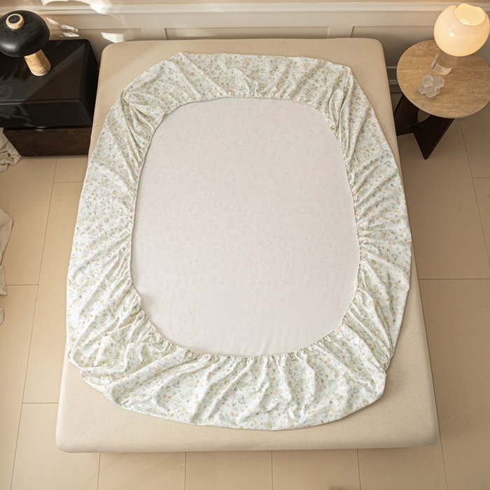 91家纺网 家纺一手货源 找家纺 爱彼家纺 2026新款A类纯棉提花老粗布床笠单件床笠三件套提花床笠-系列一 全棉提花-05奶白小碎花