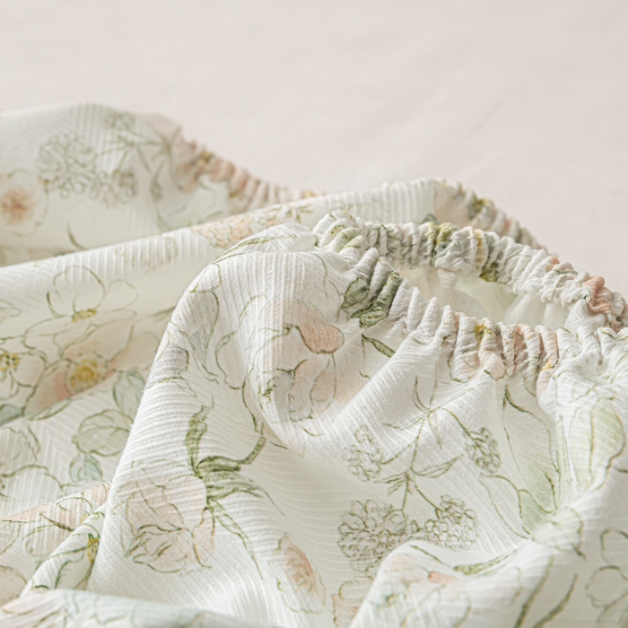 91家纺网 家纺一手货源 找家纺 爱彼家纺 2026新款A类纯棉提花老粗布床笠单件床笠三件套提花床笠-系列一 全棉提花-05奶白小碎花