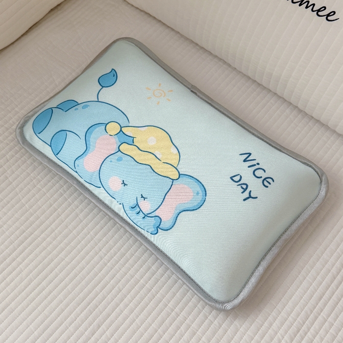 91家纺网 家纺一手货源 找家纺 萌宝家纺  2026新款夏季凉感儿童冰丝枕套双面冰藤枕(新增花型） 睡觉小象