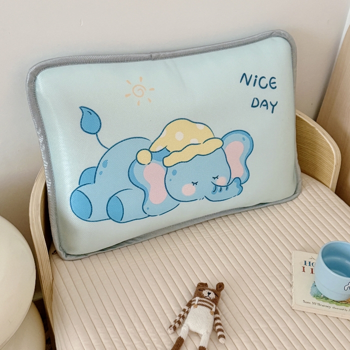 91家纺网 家纺一手货源 找家纺 萌宝家纺  2026新款夏季凉感儿童冰丝枕套双面冰藤枕(新增花型） 睡觉小象