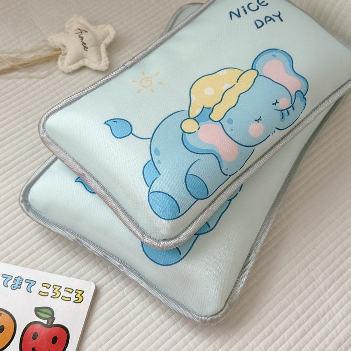 91家纺网 家纺一手货源 找家纺 萌宝家纺  2026新款夏季凉感儿童冰丝枕套双面冰藤枕(新增花型） 睡觉小象