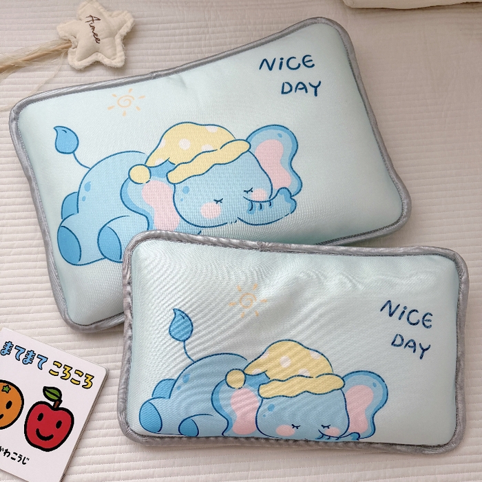 91家纺网 家纺一手货源 找家纺 萌宝家纺  2026新款夏季凉感儿童冰丝枕套双面冰藤枕(新增花型） 睡觉小象