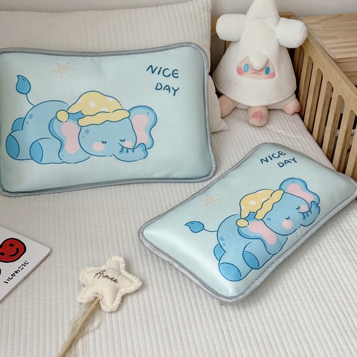 91家纺网 家纺一手货源 找家纺 萌宝家纺  2026新款夏季凉感儿童冰丝枕套双面冰藤枕(新增花型） 睡觉小象