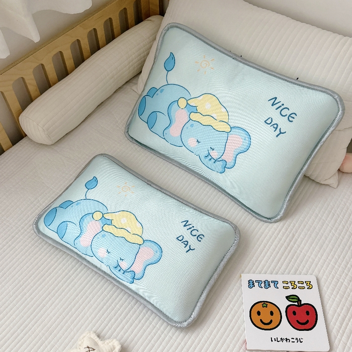 91家纺网 家纺一手货源 找家纺 萌宝家纺  2026新款夏季凉感儿童冰丝枕套双面冰藤枕(新增花型） 睡觉小象