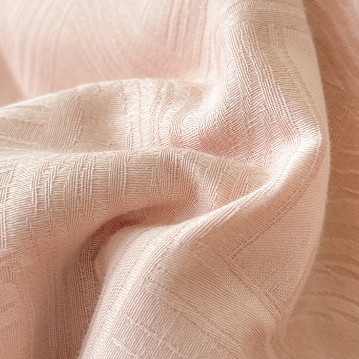 91家纺网 家纺一手货源 找家纺 一加一 2026新款全棉纯棉三层纱色织提花大豆夏被四件套-云棉肌理 幻纤影（粉金）