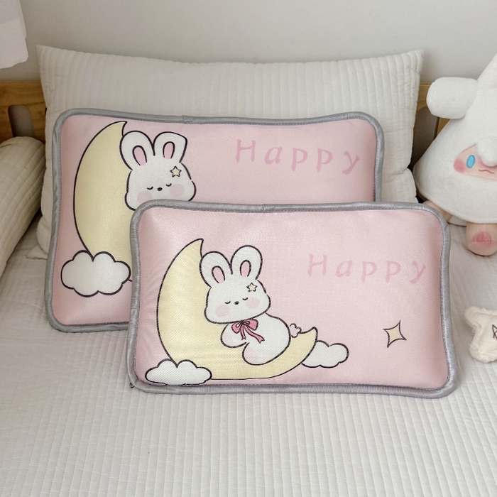 萌宝家纺  2026新款夏季凉感儿童冰丝枕套双面冰藤枕(新增花型） 月亮兔