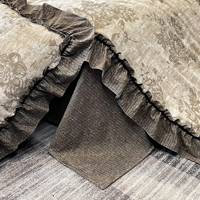 91家纺网 家纺一手货源 找家纺 赛琳 2026新款复古风亚麻原麻花边四件套（有买家秀） 枯木生花