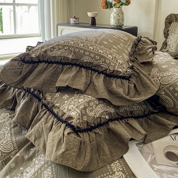 91家纺网 家纺一手货源 找家纺 赛琳 2026新款复古风亚麻原麻花边四件套（有买家秀） 绿野仙踪