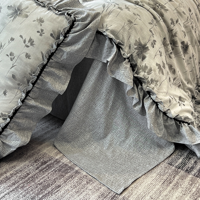 91家纺网 家纺一手货源 找家纺 赛琳 2026新款复古风亚麻原麻花边四件套（有买家秀） 秘境烟雨