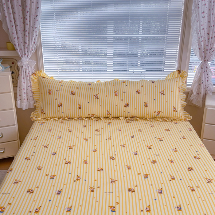 91家纺网 家纺一手货源 找家纺 爱多多家居 2026春夏花边款水洗古棉枕套长枕套 床裙-星星人