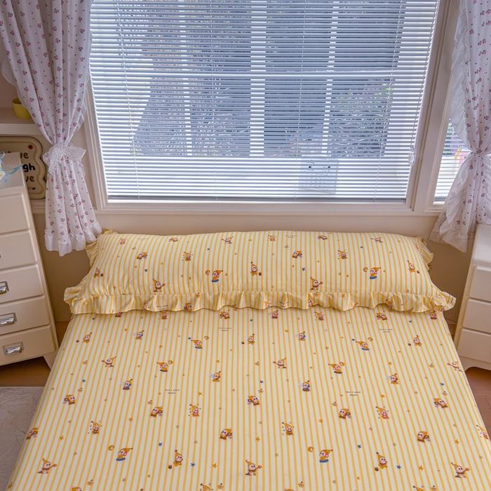 91家纺网 家纺一手货源 找家纺 爱多多家居 2026春夏花边款水洗古棉枕套长枕套 床裙-星星人