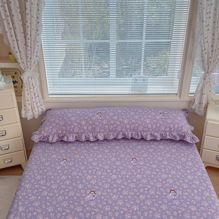 91家纺网 家纺一手货源 找家纺 爱多多家居 2026春夏花边款水洗古棉枕套长枕套 床裙-伊甸花梦