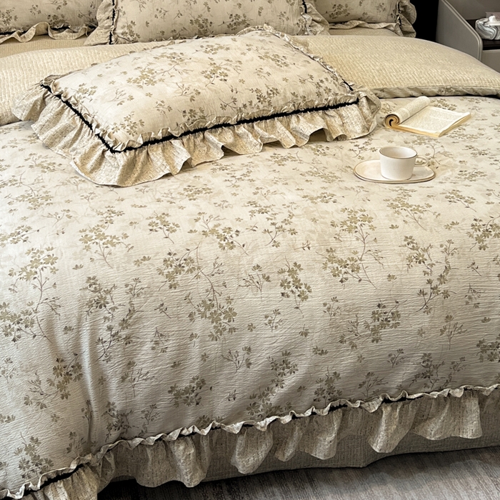 91家纺网 家纺一手货源 找家纺 赛琳 2026新款复古风亚麻原麻花边四件套（有买家秀） 秋风瑟瑟